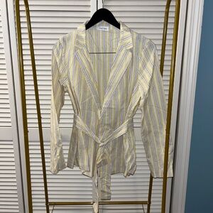 2 PIECE SET Yellow and White Striped Blazer and Shorts